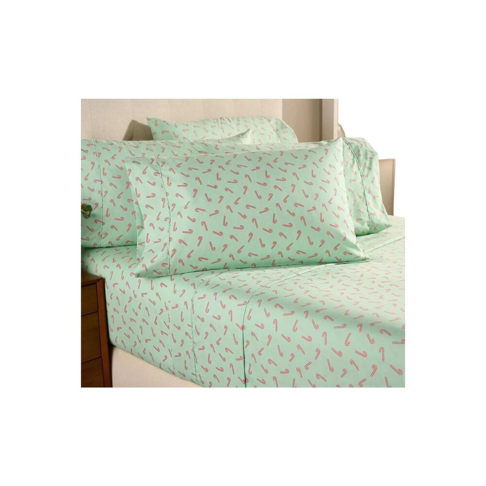 Home Reflections Double Brushed Holiday Icon Sheet Set Candy Cane